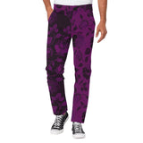 purple rose print 2 Men's All Over Print Casual Trousers (Model L68) - Objet D'Art