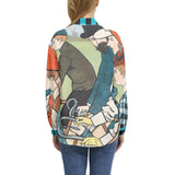 Hamers rijwiele Long Sleeve Button Up Casual Shirt Top - Objet D'Art