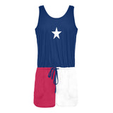 Texas Lone Star All Over Print Vest Short Jumpsuit - Objet D'Art