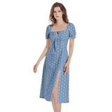 Knowledge Adinkra Puff Sleeve Split Thigh Midi Dress - Objet D'Art