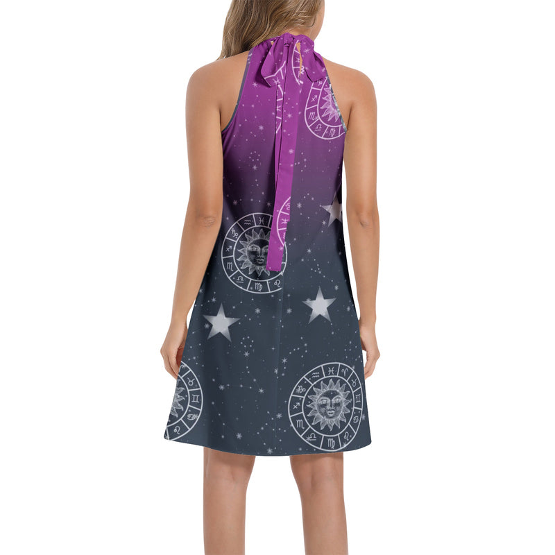 Tie Back Halter Neck Flared Dress - Objet D'Art