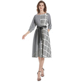 Boat Neck Belted Flared Dress - Objet D'Art