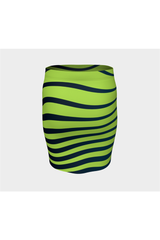 Lime Green Zebra Fitted Skirt - Objet D'Art