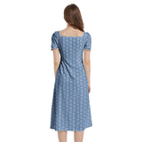 Knowledge Adinkra Puff Sleeve Split Thigh Midi Dress - Objet D'Art