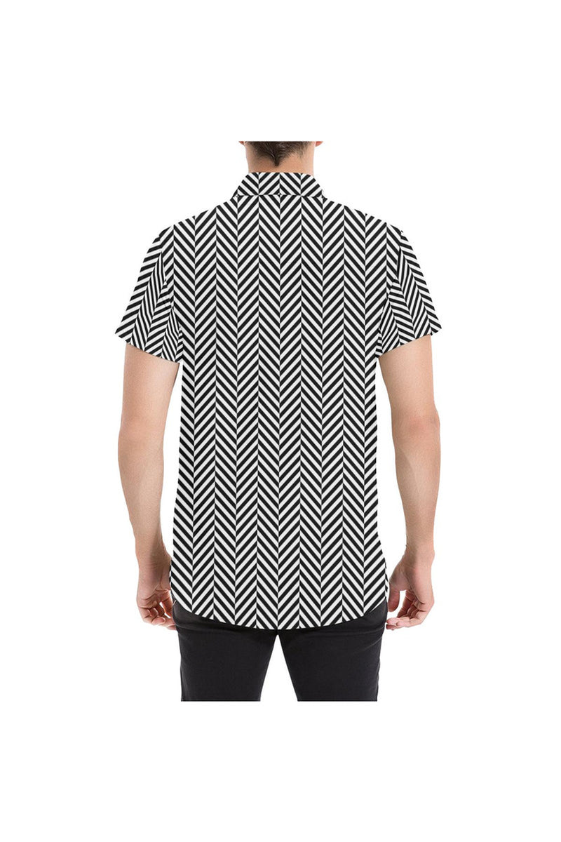 Herringbone Men's All Over Print Short Sleeve Shirt/Large Size (Model T53) - Objet D'Art
