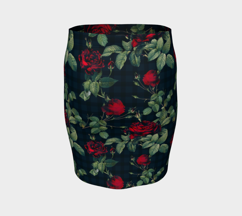 Rose Print Fitted Skirt - Objet D'Art