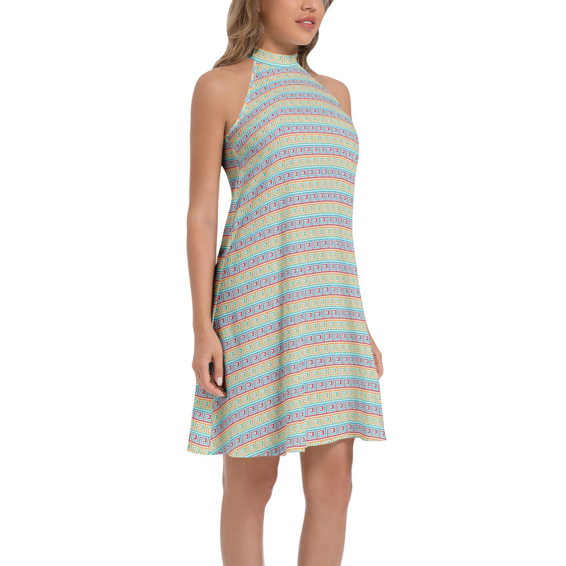 Tie Back Halter Neck Flared Dress - Objet D'Art