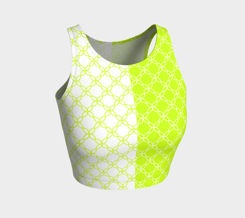 Neon Green Petals Athletic Crop Top - Objet D'Art