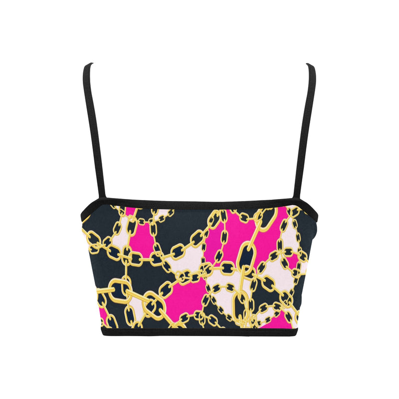 chained up 2 Women's Spaghetti Strap Crop Top (Model T67) - Objet D'Art