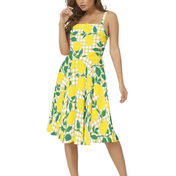 Sleeveless Square Neck Flare Hem Midi Dress - Objet D'Art
