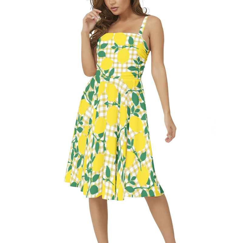 Sleeveless Square Neck Flare Hem Midi Dress - Objet D'Art