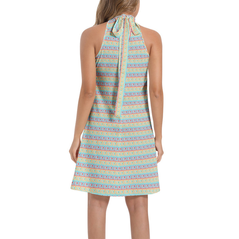 Tie Back Halter Neck Flared Dress - Objet D'Art