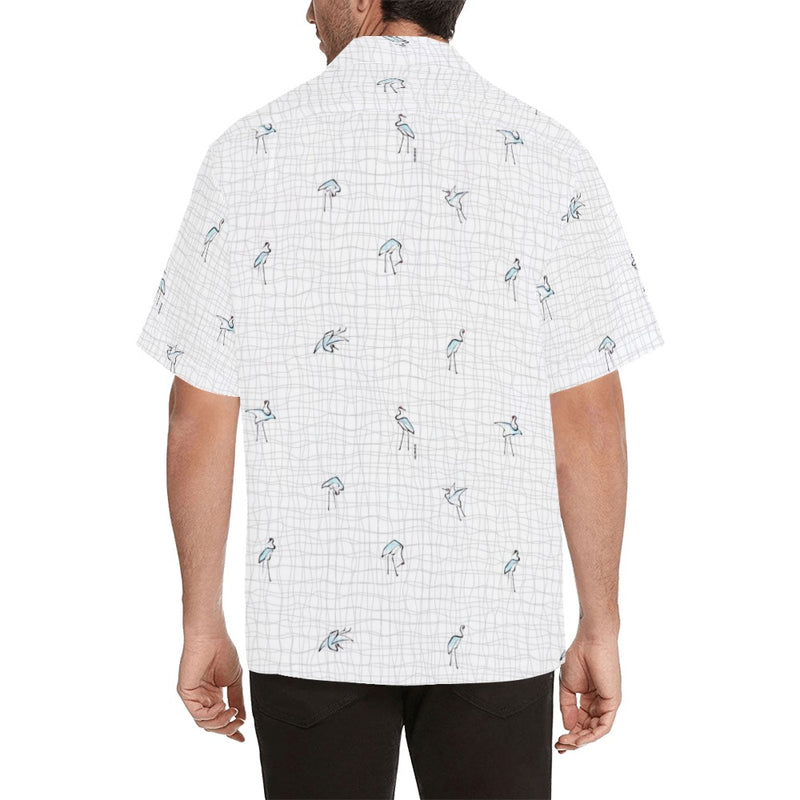 hokusai crane grid wavy print 2 Hawaiian Shirt (Model T58) - Objet D'Art