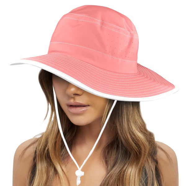 salmon solid one Wide Brim Bucket Hat - Objet D'Art