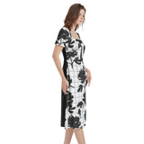 Puff Sleeve Split Thigh Midi Dress - Objet D'Art