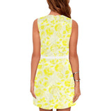 yellow rose white back print Eos Women's Sleeveless Dress (Model D01) - Objet D'Art