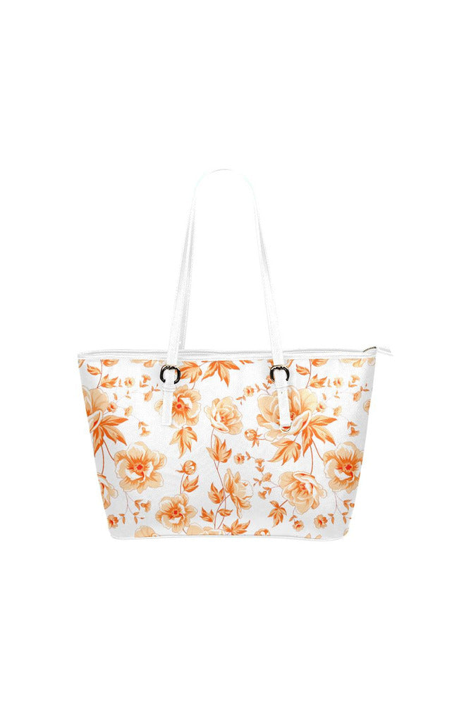 Orange Floral Leather Tote Bag/Small - Objet D'Art
