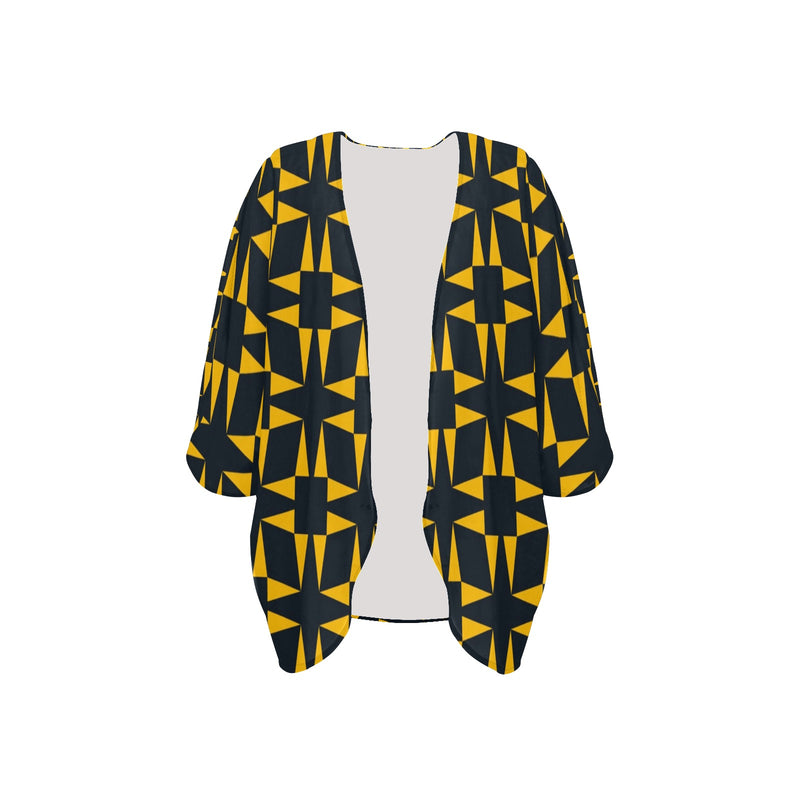 squ tri print Women's Kimono Chiffon Cover Up (Model H51) - Objet D'Art