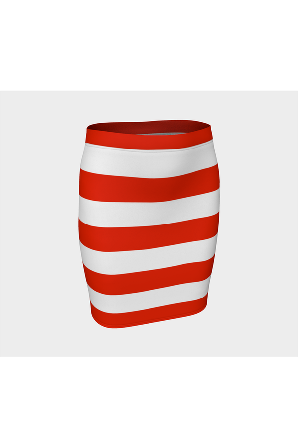 Patriot Red and White Striped Fitted Skirt - Objet D'Art