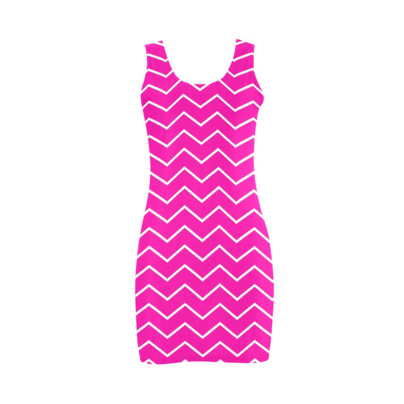 chevron fuchsia print Medea Vest Dress (Model D06) - Objet D'Art