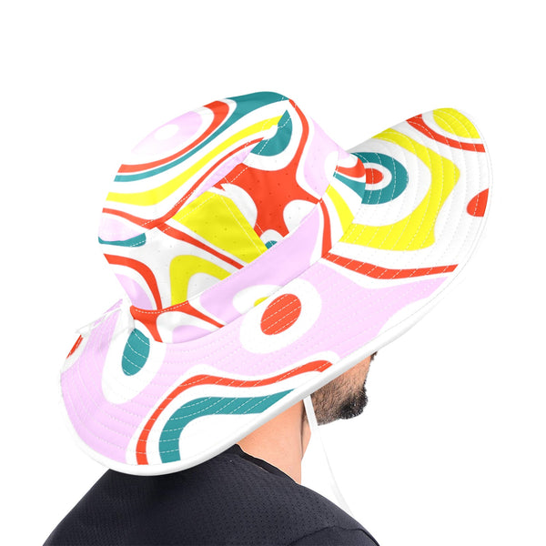 colored splat print 2 Wide Brim Bucket Hat - Objet D'Art