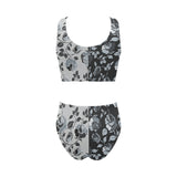 selenium gray print 3 Chest Bowknot Bikini Swimsuit (Model S33) - Objet D'Art