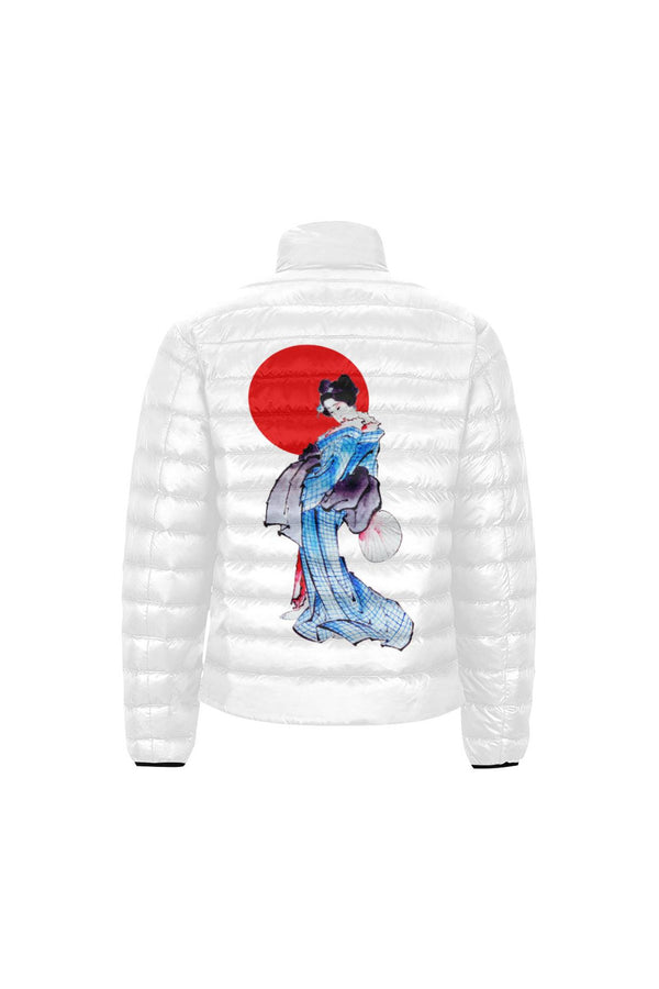 Geisha Girl & Red Sun Stand Collar Padded Jacket - Objet D'Art