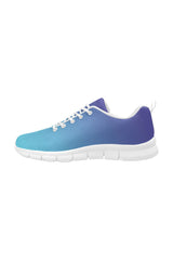 Cyan to Blue Women's Breathable Running Shoes (Model 055) - Objet D'Art