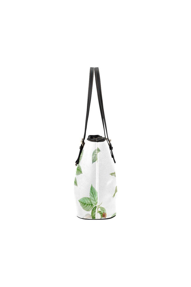 White Floral Leather Tote Bag/Small - Objet D'Art