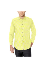 Yellow Polkadots Men's All Over Print Casual Dress Shirt - Objet D'Art