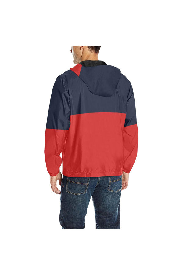 Blue & Red Quilted Windbreaker for Men (Model H35) - Objet D'Art
