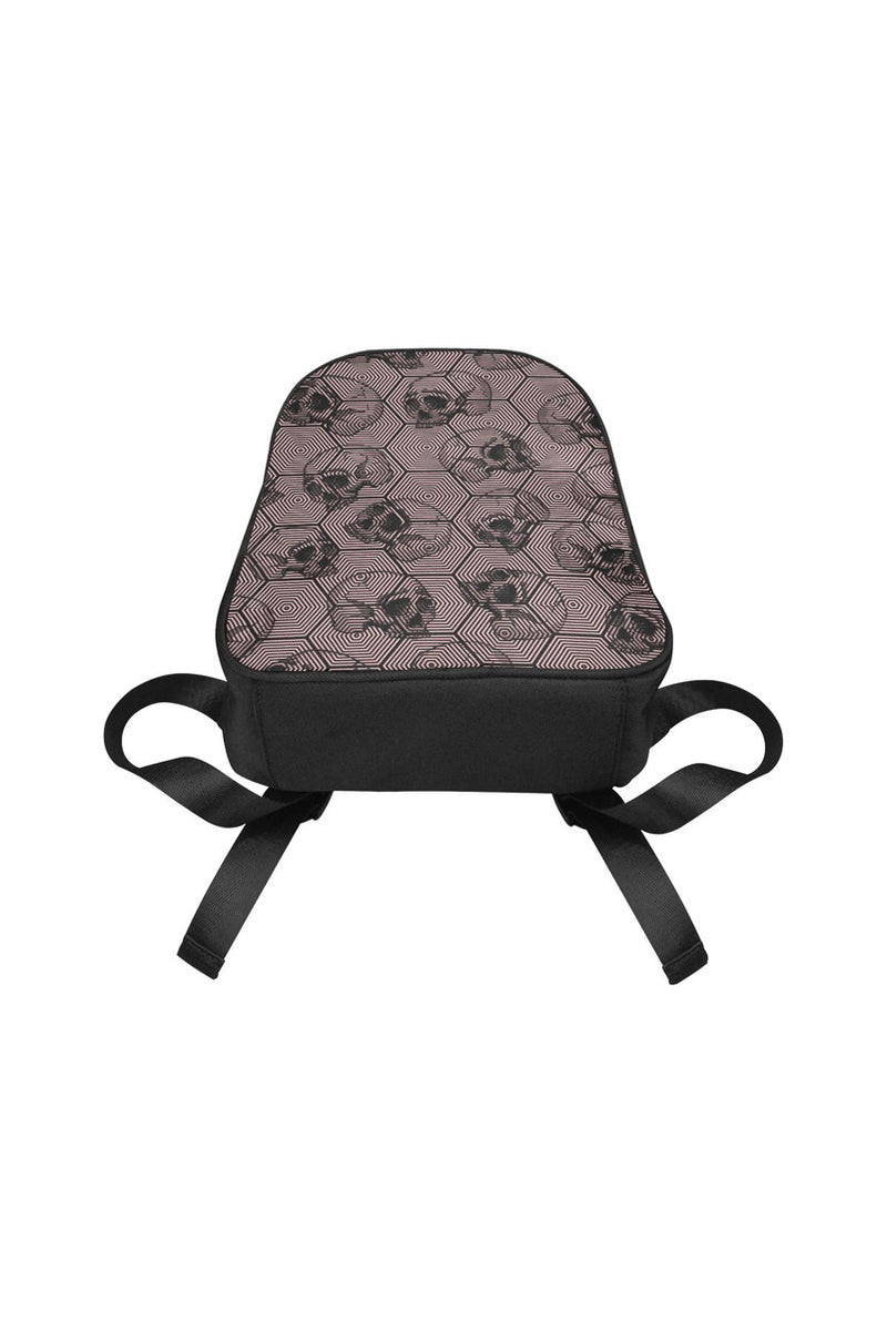 Pressed Rose Skull Print Fabric School Backpack - Objet D'Art