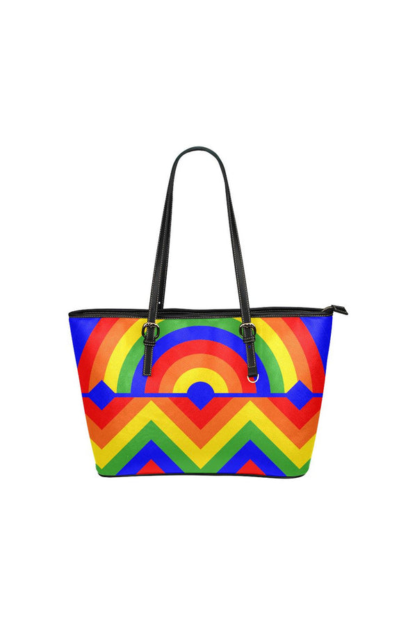 Rainbow in Abstract Leather Tote Bag/Small - Objet D'Art