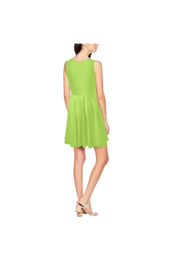 Lime Green Thea Sleeveless Skater Dress(Model D19) - Objet D'Art