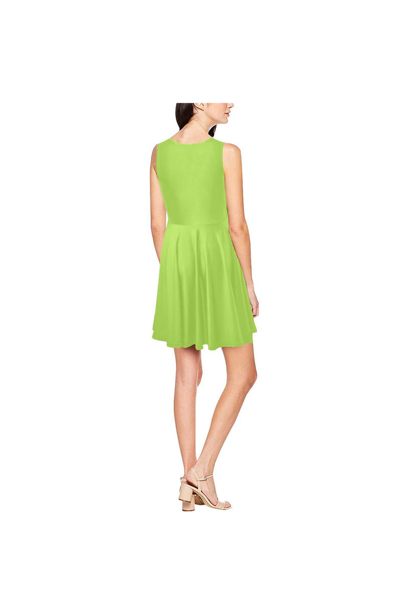 Lime Green Thea Sleeveless Skater Dress(Model D19) - Objet D'Art