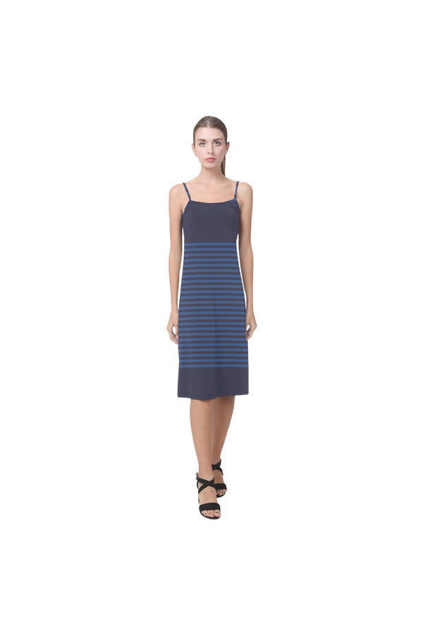 winter blue stripes Alcestis Slip Dress (Model D05) - Objet D'Art