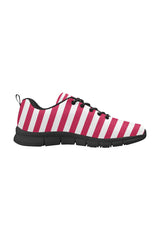 Red Stripes Women's Breathable Running Shoes (Model 055) - Objet D'Art