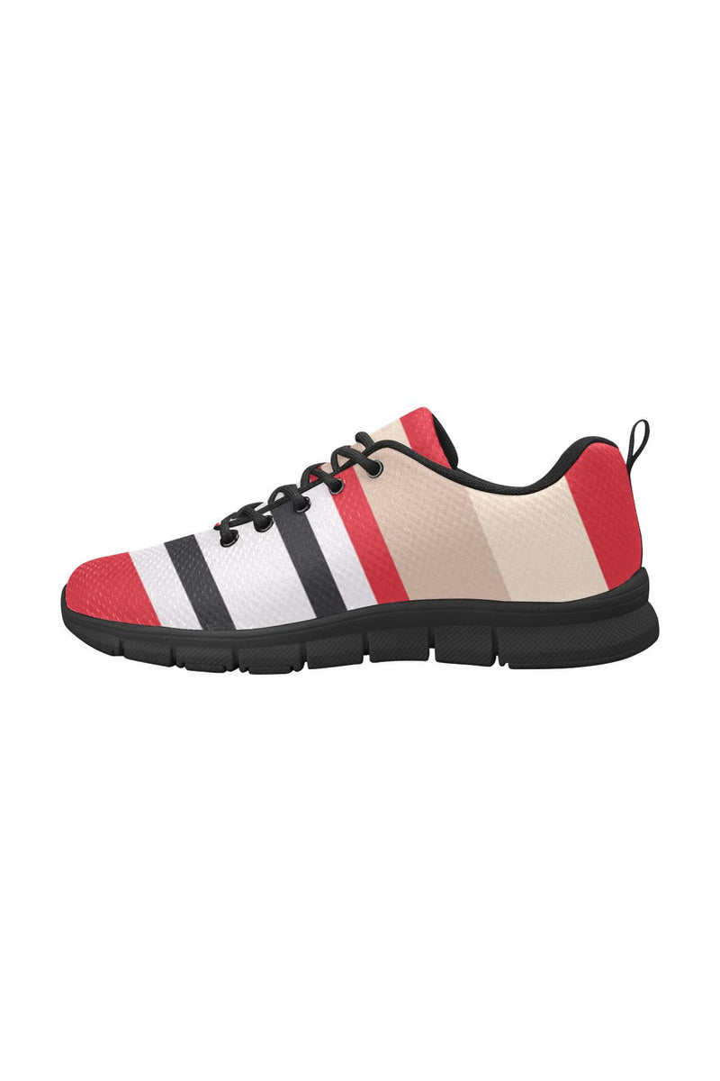 Red & Black Stripes Women's Breathable Running Shoes - Objet D'Art