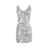 gray pisces print Medea Vest Dress (Model D06) - Objet D'Art