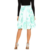 mint rose 2 print Melete Pleated Midi Skirt (Model D15) - Objet D'Art