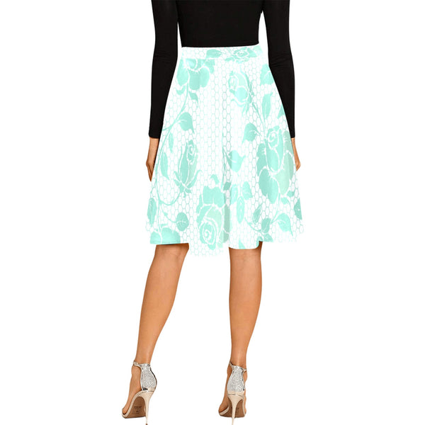 mint rose 2 print Melete Pleated Midi Skirt (Model D15) - Objet D'Art