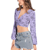 Women's Deep V-Neck Lantern Sleeve Crop Top - Objet D'Art