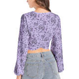 Women's Deep V-Neck Lantern Sleeve Crop Top - Objet D'Art