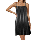 dotted line print Drawstring Neck Sleeveless Dress (Model D68) - Objet D'Art