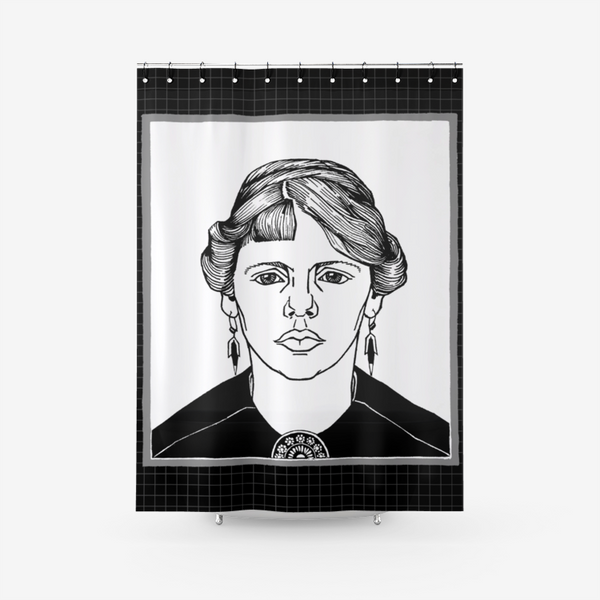 Portrait of a Woman by Julie de Graag Textured Fabric Shower Curtain Printed Bathroom Curtains - Objet D'Art