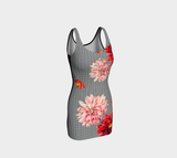 Greek Key Floral Bodycon Dress - Objet D'Art