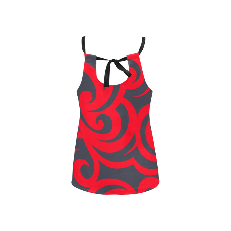 trible scroll print 2 Loose Fit Halter Neck Top (Model T68) - Objet D'Art