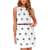 white star polka dot print Eos Women's Sleeveless Dress (Model D01) - Objet D'Art