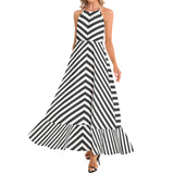 Ruffle Hem Halter Neck Maxi Dress - Objet D'Art