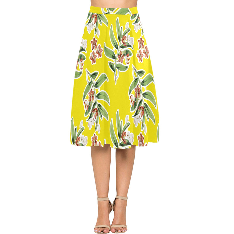 Floral Mnemosyne Women's Crepe Skirt (Model D16) - Objet D'Art